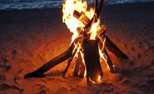 Family Beach Bonfire