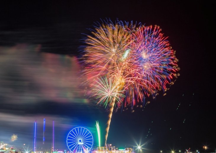 Fireworks along the boardwalk